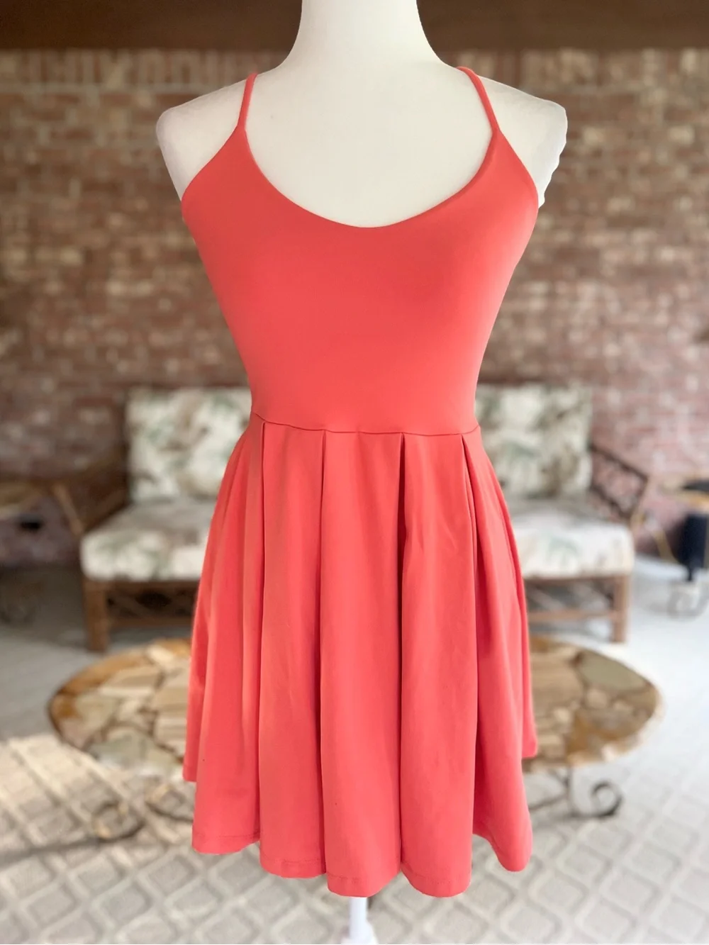 Susana Monaco Coral Strappy Back Pleated Mini Knit Fit & Flare Dress XS Sundress
